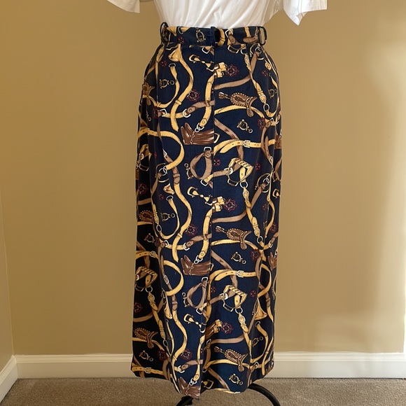 Talbots Equestrian Print Long Skirt - Picture 2 of 5